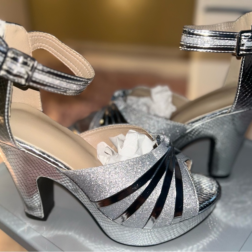 Silver Sparkle Platform Heels